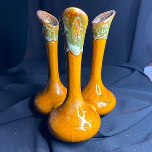 VAN BRIGGLE VTG MCM Glazed Ceramic 3 Vase Decoration. No chips or cracks.